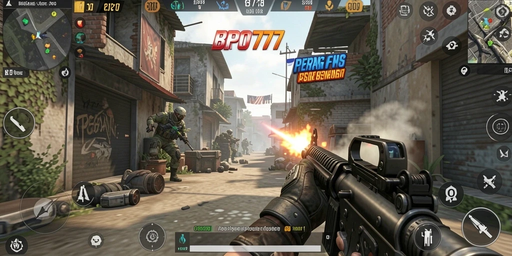 Screenshot gameplay BPO777 menunjukkan aksi pertempuran yang mendebarkan.