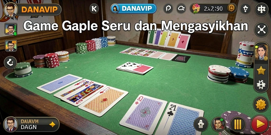 Tampilan gameplay seru dan mendebarkan dari DANAVIP di meja Gaple.