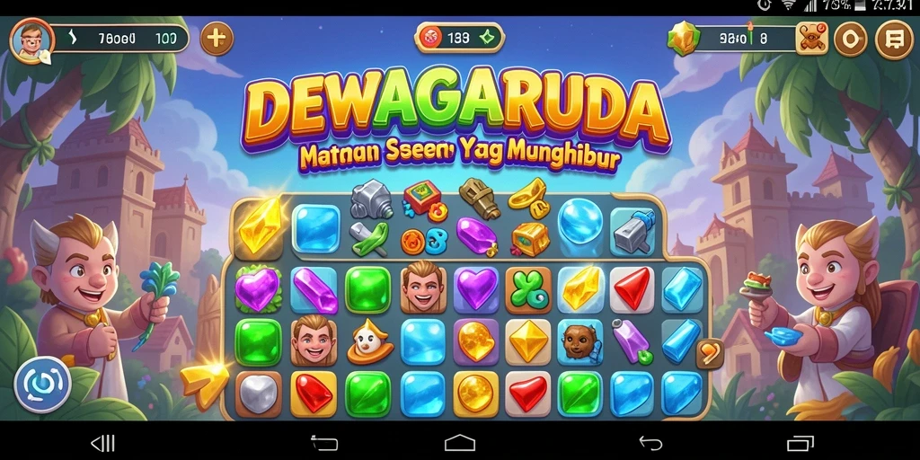 Tampilan gameplay DEWAGARUDA yang menampilkan kombinasi warna-warni.