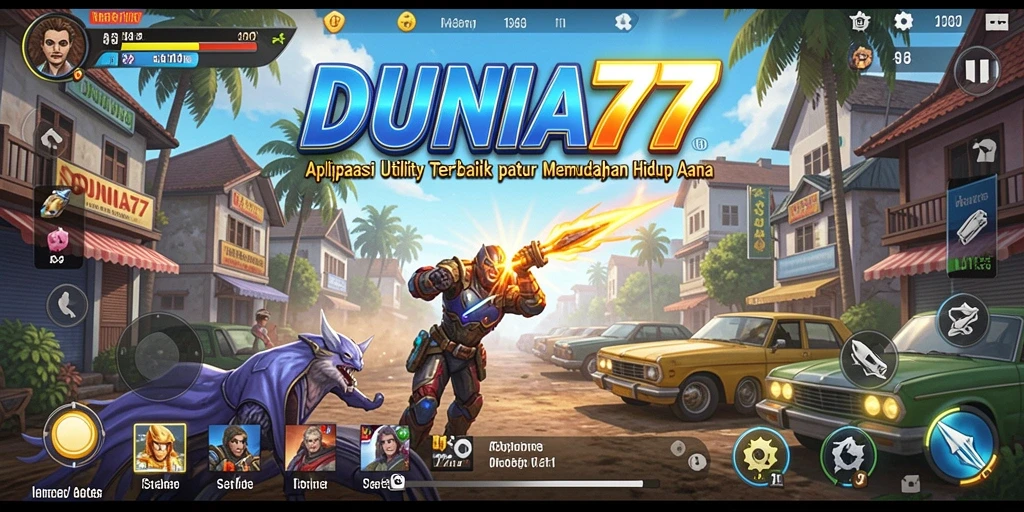 Tampilan antarmuka utama aplikasi DUNIA77 yang intuitif dan menarik.