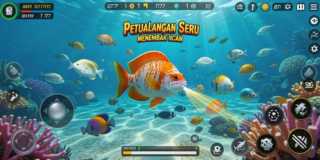 Screenshot gameplay GT777 yang menampilkan aksi menembak ikan yang seru.
