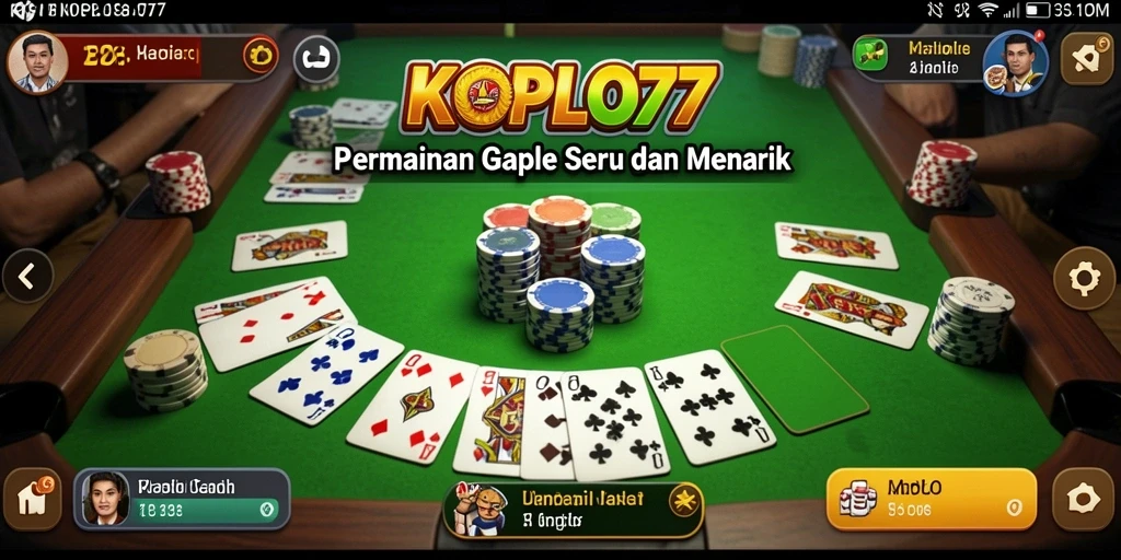 Tampilan screenshot gameplay KOPLO77 dengan suasana seru permainan Gaple.