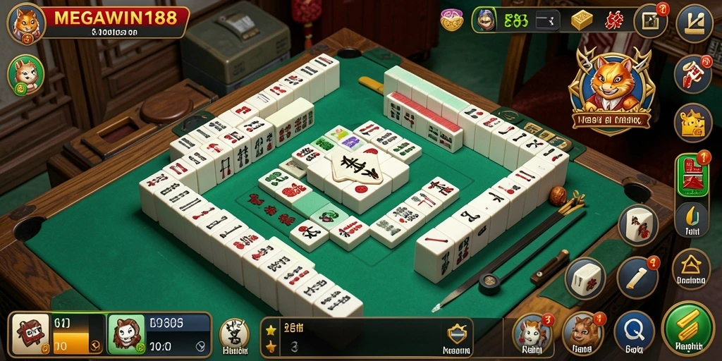 Screenshot gameplay MEGAWIN188 yang menunjukkan serunya permainan Mahjong.