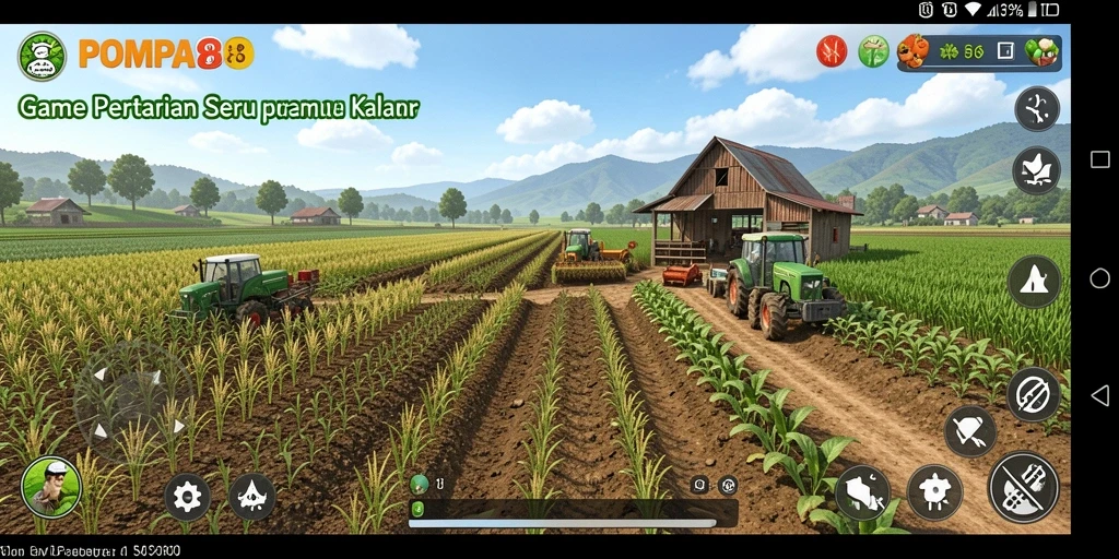 Tampilan gameplay POMPA88 yang menarik dengan aktivitas bertani.