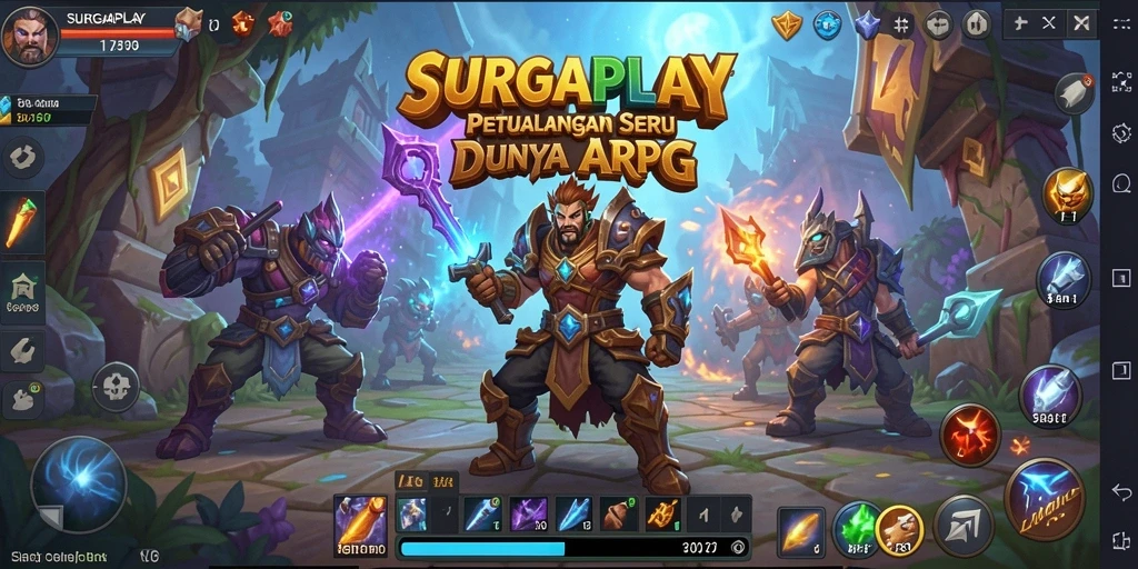 Screenshot dari gameplay SURGAPLAY menampilkan pertempuran seru di dunia ARPG.