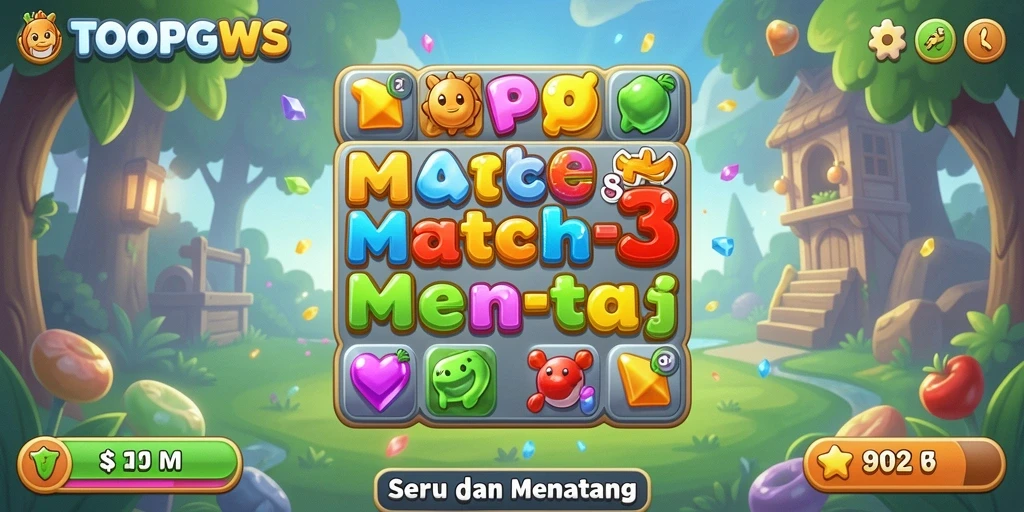 Gameplay TOOPGWS yang seru dan penuh warna dalam aksi Match-3.